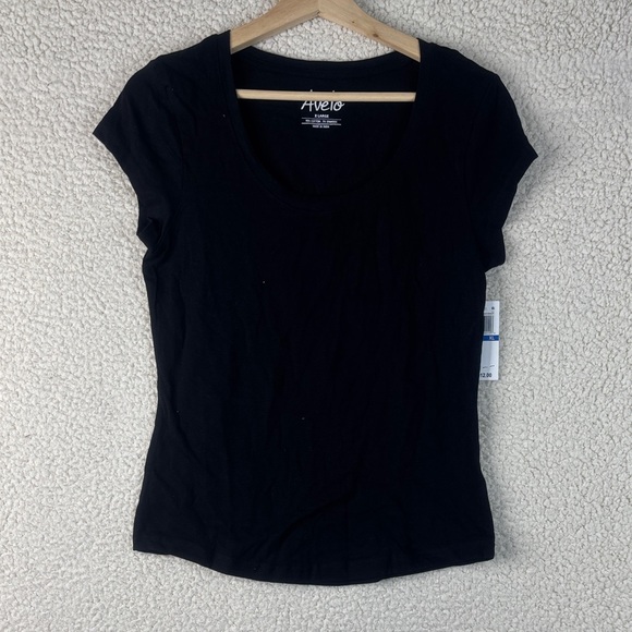 NWT Aveto Womens Black Scoop Neck Short Sleeve Cotton T Shirt Size X Large - Picture 1 of 7